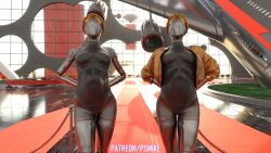 2girls atomic_heart ballerina big_ass big_nipples breasts clothed faceless_character faceless_female female female_only fit fit_female hourglass_figure huge_dildo humanoid humanoid_penetrated large_dildo large_insertion masturbation psmike robot robot_girl robot_humanoid squirt squirting stomach_bulge stomach_deformation suit the_twins_(atomic_heart) wide_hips yuri