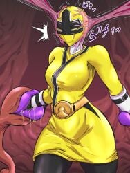 assimilation brainwashing breasts corruption female helmet merging mid-transformation mind_break mind_control possession power_rangers power_rangers_samurai restrained t-syun takeover tentacle thighs transformation yellow_ranger