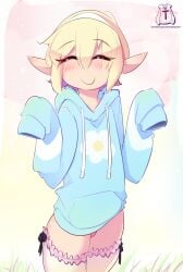 femboy happy hoodie hoodie_(artist) leggings tagme thigh_highs thighhighs