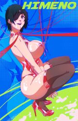 1girls 38jxl big_ass big_breasts bondage bondage_gear chainsaw_man cum female female_only heels himeno_(chainsaw_man) looking_at_viewer mappa squatting