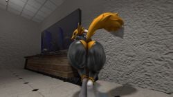 3d anthro anthro_only bent_over big_ass big_butt digimon enhanc3dpenn huge_ass huge_butt raised_tail renamon source_filmmaker thick_thighs