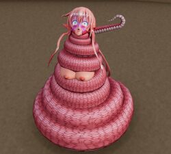 1girls 3d asphyxiation breasts choking coiling coils female female_only lamia large_breasts long_hair miia_(monster_musume) monster_girl monster_musume_no_iru_nichijou naked naked_female nipples nude nude_female open_mouth pink_hair snake strangling wide_eyed