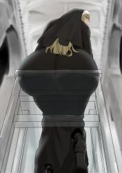 1girls ass big_ass big_butt blonde_hair blue_eyes bubble_ass bubble_butt butt dat_ass fat_ass female female_only fully_clothed huge_ass huge_butt large_ass long_hair looking_at_viewer looking_back nun original original_character remomon sitting solo solo_female thick thick_ass voluptuous wide_hips