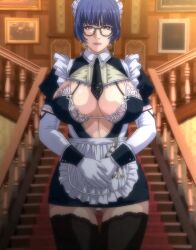 1girls blue_eyes breasts clothing dream glasses hips katagiri_aira large_breasts maid maid_uniform midsummer's night panties screencap sei_shoujo sleepless:_a_midsummer_night's_dream sleepless_nocturne sleepless_nocturne_the_animation thighhighs thighs titched