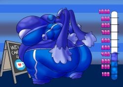 anthro anthro_only big_breasts blueberry_inflation breasts female lopunny mad_n_evil pokémon_(species) pokemon pokemon_(species) thick_thighs wide_hips