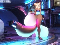 3d anal_object_insertion apex_legends ass_insertion big_balls big_belly big_breasts big_feet big_penis blue_balls blue_penis futa_only futa_urethral_insertion futanari hyper_balls hyper_penis inflated_belly rampart_(apex_legends) renrenrew shield_battery urethral_insertion