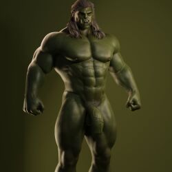 1boy bara big_penis fat_cock male male_only muscular muscular_male orc penis solo solo_male voluox