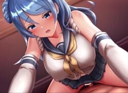 1boy 1girls 2d animated bar_censor big_breasts blue_eyes blue_hair blush censor_bar censored cowgirl_position cum cum_drip cum_in_pussy cum_inside ejaculation female gloves kantai_collection light-skinned_female light-skinned_male light_skin long_hair longer_than_30_seconds longer_than_3_minutes longer_than_one_minute looking_at_viewer male moaning mp4 nipple_bulge out_of_breath penis pleasure_face pov pussy sailor_uniform sex skirt sound tagme tosaka_(tosaka0001) urakaze_(kantai_collection) vaginal_penetration video voice_acted