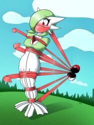 anthro anthro_only bondage gardevoir over_the_mouth_gag pokeball pokemon pokemon_(species) zeecibee