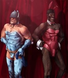 adorable bara crossdressing cute demoman demoman_(team_fortress_2) male_only manly_crossdresser soldier soldier_(team_fortress_2) team_fortress_2 yangpuppy