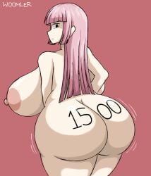 1girls 2023 artist_name ass big_ass big_breasts big_butt blossom_hope body_writing breasts dumptruck_ass female female_only huge_butt long_hair looking_at_viewer looking_back naked naked_female nude nude_female pink_hair sakura_kawakami solo solo_female woomler