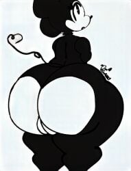 anthro anthro_only ass ass_focus big_ass big_butt black_fur disney fake_screenshot heart-shaped_tail looking_at_viewer minnie_mouse omegawhip_(artist) owo_sault_(artist) pac-man_eyes pussy scan walt_disney whipcreme_(artist) white_fur