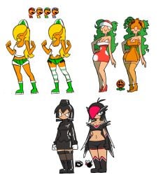 bird black_hair boots bullet_bill bullet_bill_girl dress gloves green_hair headgear high_heels jumping_pumpkin_plant koopa koopa_girl mario_(series) military minus8 pidgit pidgit_girl piranha_plant piranha_plant_girl pumpkin pumpkin_plant shorts skirt stockings super_mario_world tagme tank_top yellow_hair