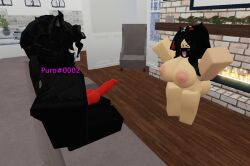 1boy 1girls 3d animal_genitalia animal_genitalia_on_humanoid artist_request ass black_latex breasts bunny_girl canine_penis canine_penis_on_humanoid changed_(video_game) female male penis puro_(changed) roblox robloxian source_request tagme