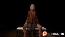 1boy 1girls 3d ambiguous_penetration anal anal_penetration anal_sex ashley_graham ashley_graham_(ella_freya) blonde_hair bosskarts capcom leggings miniskirt naughty_face pleasure_face pleated_skirt resident_evil resident_evil_4 resident_evil_4_remake riding sex skirt tagme