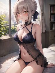 1girls ai_generated alternate_breast_size artoria_pendragon artoria_pendragon_(alter) blonde_hair breasts commission fate/grand_order fate/stay_night fate_(series) female gold_eyes indoors large_breasts lingerie pale-skinned_female pale_skin saber_alter stable_diffusion thighs