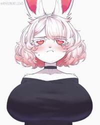 animated big_breasts black_shirt boing bouncing_breasts breasts_bigger_than_head bunny_ears bunny_girl clothed collar furry huge_breasts ima_(imabunbun) imabunbun jiggle red_eyes spiral_eyes tagme video