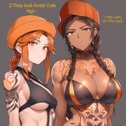 2girls ai_generated dom_to_sub female female_only gangster_momma's_(group) shadobat42 tagme text