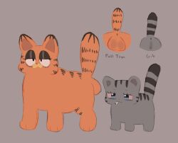 anus balls big_balls domestic_cat duo eunuch felid feline felis feral fur garfield_(series) garfield_the_cat genitals grey_body grey_fur hi_res labbit1337 male mammal model_sheet nermal_(garfield) orange_body orange_fur