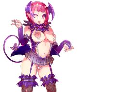 1girls big_breasts bikini bikini_armor_explorers breasts cute panties petite pink_hair skimpy_bikini standing stockings transparent_background