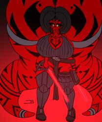 black_lipstick black_sclera full_body_tattoo hyper hyper_breasts hyper_hair hyper_tentacle lightsaber neoclassical_succubus red_skin sith star_wars tattoo tattoo_on_arm tattoo_on_chest tattoo_on_face tattoo_on_legs tattooed_arm tattoos thick_thighs twi'lek twintails