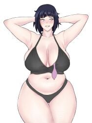 1girls after_sex boruto:_naruto_next_generations breasts cleavage danhnsfw female female_only huge_breasts huge_hips human hyuuga_hinata milf mother naruto panties revealing_clothes solo solo_female standing thick_thighs tight_clothing underwear used_condom voluptuous wide_hips