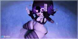 1girls 3d beanie beanie_hat bikini female female_only glitch_productions gloves mob_face murder_drones panties purple_eyes purple_hair roblox robot robot_girl robot_humanoid robot_joints robotic_arm robotic_limb rustfuix small_breasts solo tagme thick_thighs tongue tongue_out twitter_username uzi_(murder_drones)