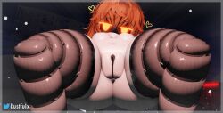 1girls 3d beanie breasts completely_naked completely_nude female female_only glasses gloves liana_hyde mob_face murder_drones naked nude orange_eyes orange_hair original_character pussy roblox robot robot_girl rustfuix solo tagme thick_thighs twitter_username