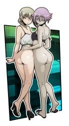 adult_swim alpha_channel androgynous ass blonde_hair breasts crona_(soul_eater) crona_female_(soul_eater) female_only feminine_male for_sticker_use green_eyes half-dressed half_naked half_nude high_heels maka_albarn naked no_background nude pale_skin percyshmultiverse pink_hair png sandals small_boobs small_breasts soul_eater sticker_template thick_thighs thighs toonami transparent_background transparent_png white_skin yuri