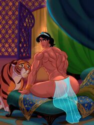 aladdin arab arab_male arabian ass back_muscles big_ass big_butt blueboybara butt dark-skinned_male dark_skin disney disney_prince disney_princess genderbend genderswap genderswap_(ftm) huge_ass huge_butt looking_back male male_only melanin middle_eastern middle_eastern_male muscles muscular muscular_male on_bed princess_jasmine rajah rule_63 smooth_skin thick_thighs tiger