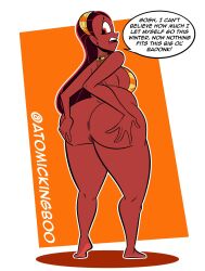 1girls artist_name ass atomickingboo big_ass big_breasts breasts brown-skinned_female brown_body brown_hair brown_skin busty curvaceous curvy curvy_figure dark-skinned_female dark_hair dark_skin digital_drawing_(artwork) digital_media_(artwork) eyebrows eyelashes eyes female female_focus hair hips inconvenient_ass large_breasts legs lips long_hair orange_theme original original_character panic shaylynn_summer thick thick_hips thick_legs thick_thighs thighs voluptuous weight_gain wide_hips