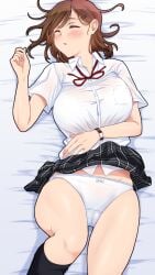 bed exposed_panties panties sleeping underwear uniform xpierrot