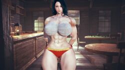 1girl 1girls 3d abs breasts cinder_fall female female_only looking_at_viewer losakdodo nipples poktaklulu potakdodo potaklulu rwby tagme