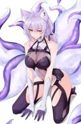 cat_ears cat_tail catgirl female_only purple_eyes squchan_(vtuber) tentacle tentacles vank0art virtual_youtuber vyugen white_hair