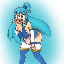 1futa aqua_(konosuba) aqua_hair balls bedushki bent_over big_breasts blue_eyes blue_hair bottomless breasts clothed clothing eating_cum erection eyebrows_visible_through_hair futa_only futanari giant_penis huge_cock human kono_subarashii_sekai_ni_shukufuku_wo! light-skinned_futanari light_skin long_hair nipple_bulge nipples nipples_visible_through_clothing partially_clothed penis skirt smegma smegma_drip smegma_in_mouth smegma_on_face smegma_on_tongue solo solo_futa standing thick_ass thick_thighs thigh_boots thighhighs tied_hair