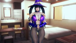 1girl 1girls 3d abs breasts female female_only genshin_impact looking_at_viewer losakdodo mona_(genshin_impact) nipples poktaklulu potakdodo potaklulu tagme