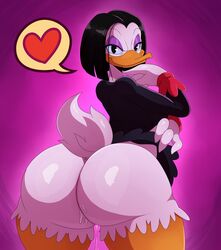 1girls anus ass avian bird dat_ass disney duck ducktales female heart looking_at_viewer looking_back magica_de_spell presenting pussy_juice solo sssonic2 standing