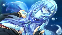 blush breasts censored character_request eushully game_cg game_cgl goo_girl hand_holding kamidori_alchemy_meister monster_girl night nipples outdoors penis pussy pussy_juice sex slime_girl smile suina_(kamidori_alchemy_meister) translucent undine water