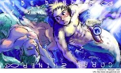 abs blonde_hair gay male mentaiko merfolk merman mermen penis tapering_penis