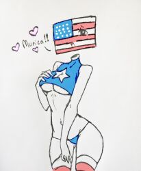 1girls america american_flag bra clothing countryhumans countryhumans_girl female flawsy heart panties simple simple_background small_breasts text underboob underwear united_states_of_america_(countryhumans) white_background