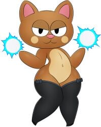 anthro brown_body brown_fur dynamite_headdy energy_ball felid feline felis femboy furry-bites looking_at_viewer male male_only maruyama_(dynamite_headdy) pose sega solo solo_focus solo_male thick_thighs thighhighs thighs