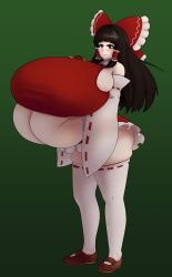 1girls big_ass blush breasts breasts_bigger_than_head breasts_bigger_than_torso enormous_breasts huge_breasts hyper hyper_breasts koobybooby koobykarasu looking_at_viewer reimu_hakurei thick_thighs touhou