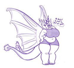 1girls 2_tails 3_heads anthro blanham17 breasts chubby chubby_female conjoined giant_monster giantess godzilla_(series) kaiju kaiju_girl king_ghidorah midriff monster_girl multi_head multi_tail pudgy_belly rule_63 shorts sketch talking tanktop thick_thighs wings_on_head