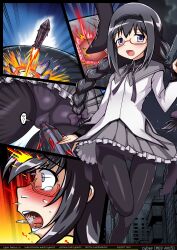 akemi_homura black_hair curvaceous curvy curvy_body curvy_female curvy_figure cyber_(cyber_knight) female glasses human long_hair magical_girl mahou_shoujo_madoka_magica neuroi penetration pre-transformation puella_magi_madoka_magica red_glasses strike_witches transformation white_skin world_witches_series