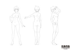 1girls arms_up ass ass_focus bangs bare_arms bare_breasts bare_legs bare_midriff bare_shoulders bare_thighs barefoot big_breasts breasts completely_nude completely_nude_female concept_art dat_ass erect_nipple erect_nipples erection female female_only full_body fully_nude hair hands_on_hips hands_on_own_hips kyochuu_rettou matsuoka_ayumi monochrome naked naked_female nipples nude nude_female short_hair side_view sideboob the_island_of_giant_insects thick_ass thick_thighs thighhighs thighs