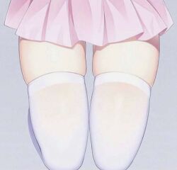 1girls aesthetic female female_only legs legs_together light-skinned_female light_skin low_res panties pink_skirt skirt small_image thighs thighs_together white_panties