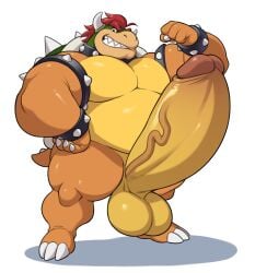 1boy 2023 analon_(artist) anthro armband balls ballsack barazoku belly biceps big_balls big_belly big_muscles big_penis bowser bracelet claws collar erection eyebrows flexing foreskin foreskin_folds genitals green_head hand_on_hip hi_res horns huge_balls huge_cock huge_muscles humanoid_genitalia humanoid_penis hyper hyper_genitalia hyper_penis intact jewelry koopa long_foreskin long_penis looking_at_viewer male male_only mario_(series) musclegut muscles muscular_anthro muscular_male nintendo nude_male orange_skin overweight overweight_anthro overweight_male pecs penis red_hair retracted_foreskin scalie scrotum shadow shell simple_background smile solo spiked_armband spiked_bracelet spiked_collar spiked_shell spiked_tail spikes spikes_(anatomy) standing teeth testicles thick_penis thick_thighs toomanyboners uncut vein veiny_penis white_background yellow_countershading