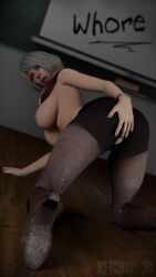 1girls 3d ahe_gao ashley_graham ashley_graham_(ella_freya) capcom female_only ketchup_3d masturbation resident_evil resident_evil_4 resident_evil_4_remake solo tagme