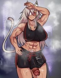 1futa abs animal_ears arm_up big_breasts big_penis blush blushing breasts busty clothed clothing cock dark-skinned_futanari dark_skin dick dickgirl dokima erection eye_patch fit fit_futanari futa_only futanari ghislaine_dedoldia gym_clothes gym_shorts gym_uniform huge_breasts huge_cock humanoid humanoid_penis hung hung_futanari kemonomimi large_breasts large_penis mostly_clothed muscular muscular_futanari mushoku_tensei nipple_bulge one_eye_obstructed penis penis_through_leghole precum red_eyes scar scarred scars solo sports_bra sportswear standing sweat sweating sweaty tail tan tan_body tanned tanned_futa tight_clothes tight_clothing toned toned_futa