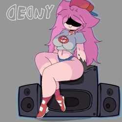 clothing dedny_(huesosdry) demon friday_night_funkin friday_night_funkin_mod ghost ghost_girl huesosdry pink_hair sitting thighs